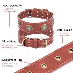 Luxus Vintage Hunde halsband Robustes PU-Material mit Conchos Nieten Stilvolles Haustier Halsband für Outdoor-Abenteuer - Product Image 4