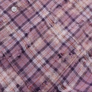 ロゴ オーバーサイズ ヘビーウェイト ストリートウェア OEM 高品質 チェック柄 ダメージ加工 カスタム ラインストーン メンズ コットン 長袖 フランネルシャツ - Product Image 4