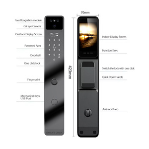 Serrure Intelligente Smartier Tuya Automatique Biométrique avec WiFi, Application, <span class=keywords><strong>Carte</strong></span>, Clé, Œil de Chat, Combinaison et Empreinte Digitale pour Sécurité Domestique - Product Image 3