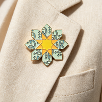 Broche vintage personnalisée à motif géométrique islamique étoile hexagramme, épingles de revers en métal émaillé souple pour décoration vestimentaire et cadeau