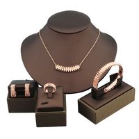 Ensemble de bijoux tendance : collier, bracelet, boucles d'oreilles et bague, plaqué or 18 carats, cuivre, zircon, unisexe, longueur réglable, usage quotidien, marque FREDA