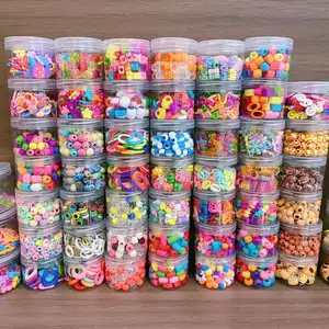 2024 Mylulu couleurs mélangées paillettes plastique Transparent diverses couleurs en vrac bricolage poney perles enfants clair cheveux perle pour enfant