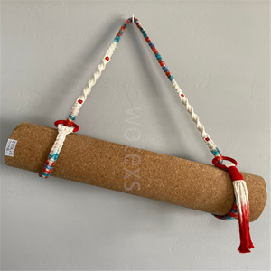Sangle de transport en <span class=keywords><strong>macramé</strong></span> en coton doux personnalisée, multi-usages pour tapis de yoga et couverture - Product Image 1