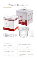Panci Rebus Mini 1L Anti Bocor untuk Sarang Burung, Ikan, dengan Timer Digital, Pengaturan Waktu, dan Fitur Penghangat Otomatis, Cangkir Rebus Kaca, slow cooker