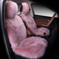Housse de siège de voiture chauffante pour l'hiver, en laine cachemire épaisse et longue haute densité, coussin de dossier de siège auto