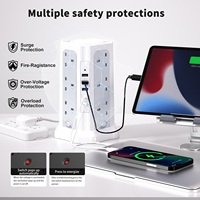 Mejor Precio, Regleta de Enchufes Recargable con 12 Tomas + 4 USB A + 1 Tipo C, Protector de Sobretensión, 10A de Corriente Nominal