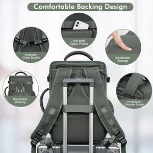 Mochila de Viaje Multifuncional con Puerto de Carga USB, Diseño Aprobado para Vuelos, Gran Capacidad y Respaldo Cómodo - Product Image 6