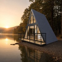 Maison préfabriquée en A, structure triangulaire, installation rapide, modulaire, cabane pour café et librairie en zone touristique