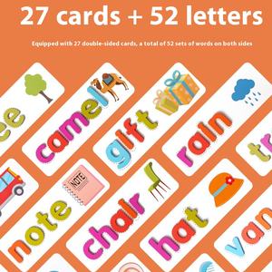 Jeu de blocs de construction en bois, jouets éducatifs amusants et transfrontaliers pour l'orthographe des mots, cartes cognitives, PK, 26 lettres anglaises - Product Image 3