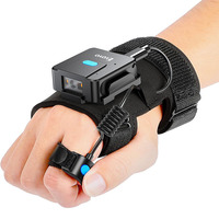 Lector de Códigos de Barras Inalámbrico de Mano Eyoyo con Gatillo para Dedos, Lector de Códigos QR 1D y 2D, Escáner de Guantes Bluetooth para Almacén