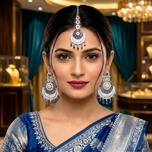 PADMAWATI BANGLES Private Limited Boucles d'oreilles chandelier en alliage plaqué or de haute qualité, ethniques traditionnelles, avec perles, motif Paisley, pour femmes - Product Image 3