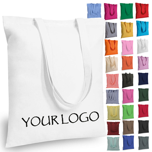 Bolso de compras reutilizable de lona de algodón personalizado blanco liso bordado personalizado - Product Image 1