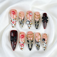 Faux ongles longs 3D faits à la main, style stiletto, réutilisables, luxueux, haut de gamme, pour le quotidien et les fêtes