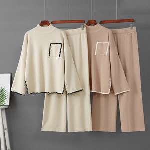 Set Casual in Maglia per Donna Autunno Inverno, <span class=keywords><strong>Cardigan</strong></span>, <span class=keywords><strong>Gilet</strong></span> e Pantaloni Larghi, Completo in Maglia per l'Inverno - Product Image 5