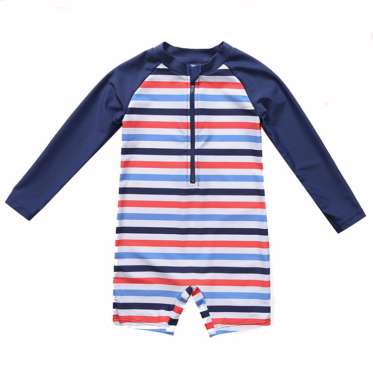 Оптовая продажа, детский купальник с длинным рукавом UPF 50 +, пляжная одежда, Цельный купальник на молнии для маленьких мальчиков