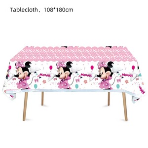 Assiettes et gobelets en papier jetables sur le thème de <span class=keywords><strong>Minnie</strong></span> rose, décoration de fête d'anniversaire pour fille, bannière, ballons, nappe, décoration de gâteau - Product Image 6