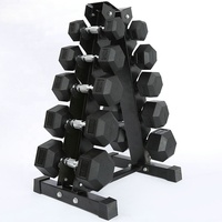 GYMKO Haltères hexagonaux en fonte noirs avec revêtement en caoutchouc pour fitness