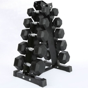 GYMKO Schwarze Freihantel Sets Gummibeschichtung Stahl Fitness Gusseisen Sechskant Kurzhanteln - Product Image 6