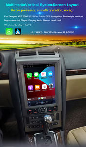 Autoradio GPS Navigation Tesla Style Vertical Grand Écran Lecteur Dvd Carplay Auto Stereo Head Unit pour <span class=keywords><strong>Peugeot</strong></span> <span class=keywords><strong>407</strong></span> 2006-2016 CE - Product Image 4