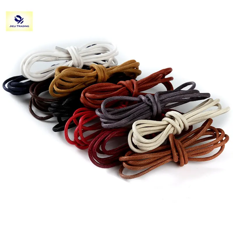 Jieli Multi Color Round Cord Cotton Leather Boot Thin Shoelaces Waterproof Dress Shoe Laces