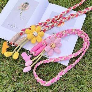 Chaîne de téléphone <span class=keywords><strong>portable</strong></span> à breloque florale, bandoulière, cordon anti-perte, longue corde tressée, collier, cordon avec patch pour téléphone - Product Image 2