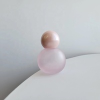 Flacon de parfum de luxe en verre, vide, rond, rose givré, 30 ml