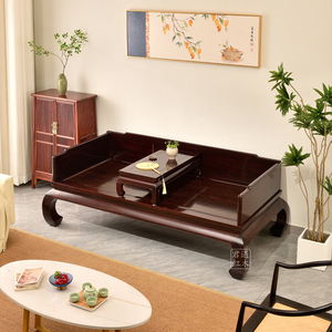 Divano letto Junyu in stile Ming, in PU, modello Zambia Blood Three-way Board Luo Han, rosso, per soggiorno, a una piazza. - Product Image 2