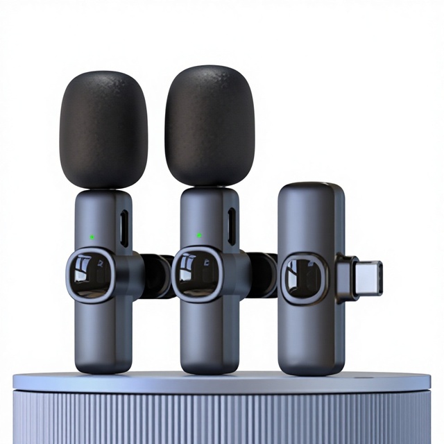 Aidi 2 Mic 2.4G Wireless Lavalier Microphone Noise Cancelling Metal Construction Lightweight Design for High Quality Audio