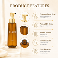 Bouteille en plastique PET de luxe de 150 ml, couleur personnalisée, emballage vide pour savon liquide, gel douche, lotion, avec pompe