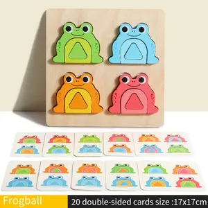 COMMIKI Frog Bunny Puzzle 3d Puzzles/ Jigsaw Puzzles /puzzle 3d Magic Puzzle Cube Wooden Animal Face Change Wooden Toy