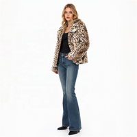 Veste Courte Zeyu Tendance pour Femme en Fausse Fourrure Peluche Motif Léopard Col Montant Coupe Ample Imprimé Animal pour Soirée et Hiver