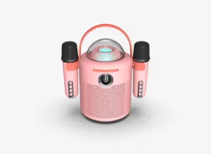 Speaker lampu LED warna-warni portabel, pengeras suara bluetooth pesta dengan mikrofon untuk pesta rumah