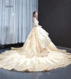 فستان الأميرة برقبة قارب بأكمام طويلة فستان زفاف مثير على شكل حرف v - Product Image 4