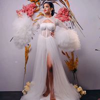 Robe de mariée longue et moelleuse Mumuleo, taille plus, personnalisée, en tulle, avec volants et dentelle pour séance photo, robe de nuit