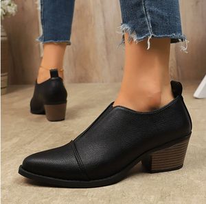 <span class=keywords><strong>Chaussures</strong></span> en cuir à talons épais et pointus pour femme, nouvelle collection automne 2026, style rétro professionnel, pour femme - Product Image 3