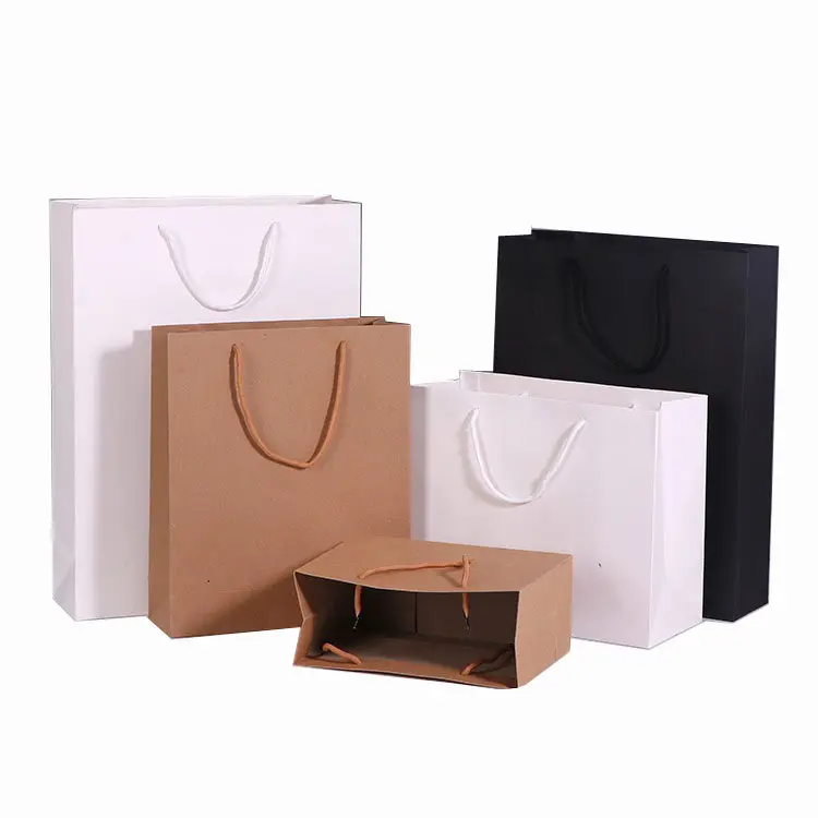 पेपर बैग कस्टम मुद्रित क्राफ्ट पेपर बैग पुनर्चक्रण योग्य शॉपिंग कपड़े उपहार बैग भोजन अपने लोगो के साथ ले जाएं