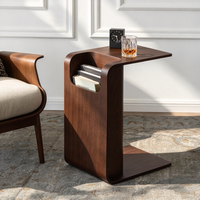 Table d'appoint en bois massif de style nordique, table de salon design en forme de C, minimaliste, style Instagram, petite table basse de rangement