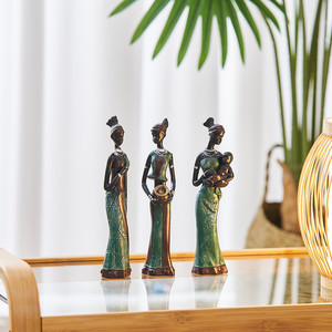 Figurine Creative Living Room donna africana Figurine per la decorazione domestica all'ingrosso resina in stile africano fatta a mano arte popolare Africa