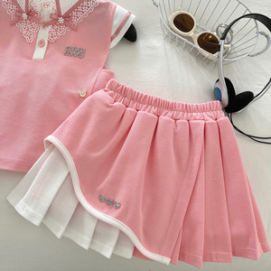 Conjunto de <span class=keywords><strong>Verano</strong></span> para Niña Estilo Preppy 2025 de Algodón de Alta Calidad Top tipo Chaleco de Encaje Floral y Falda con Lazo Nuevo Patrón Floral - Product Image 4