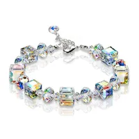 Женские ювелирные браслеты, Подарочные Разноцветные квадратные очаровательные браслеты, блестящие белые прозрачные браслеты из бисера