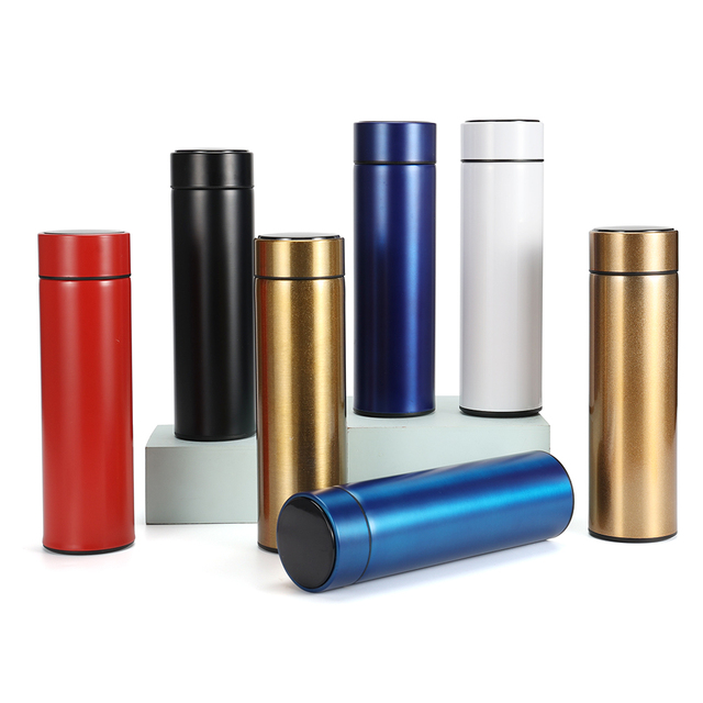 500ml Eco-friendly Temperature Display Stainless Steel Smart Water Bottle with LED Lid Tumbler for Business Gifts