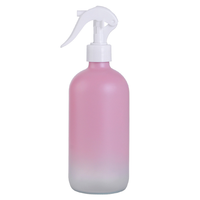 Vente en gros 500ml/16oz Boston Round Matt Black Pink Flacon pulvérisateur en verre avec pulvérisateur à gâchette fine pour nettoyant pour le visage