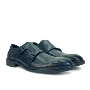 Hot selling boutique Black Pu dress shoes men' classic casual buckle dress shoes foamed light sole