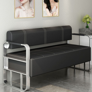 Silla <span class=keywords><strong>de</strong></span> Espera Moderna <span class=keywords><strong>de</strong></span> Estilo Retro en Cuero PU para Salones <span class=keywords><strong>de</strong></span> Belleza, Peluquería, Arte <span class=keywords><strong>de</strong></span> Uñas, con Madera Casual, para Centros Comerciales, Escuelas y Hospitales - Product Image 5