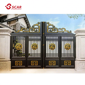 Portes d'entrée principales modernes en aluminium forgé, portes battantes en aluminium pour villa, portes d'allée de haute qualité en aluminium forgé - Product Image 2