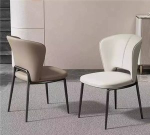 Chaises de salle à manger rembourrées de style nordique, luxe, hauteur réglable, pieds en métal, utilisation moderne pour hôtel et appartement, minimaliste - Product Image 1