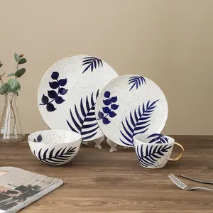 4 Pieces Modern Attractive Dining Kitchen Plate Bowl Set Stoneware Dinnerware Set Ceramic Dinnerware For Gift