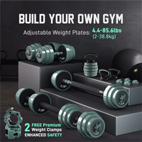 Ensemble d'haltères, kettlebells et barres de musculation réglables 6-en-1 de 88 lb, fourni par l'usine