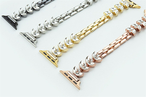 スマートウォッチブレスレットラグジュアリーファッションレディースダイヤモンドリーフストラップリストバンドメタルウォッチバンドforApple Watch - Product Image 2