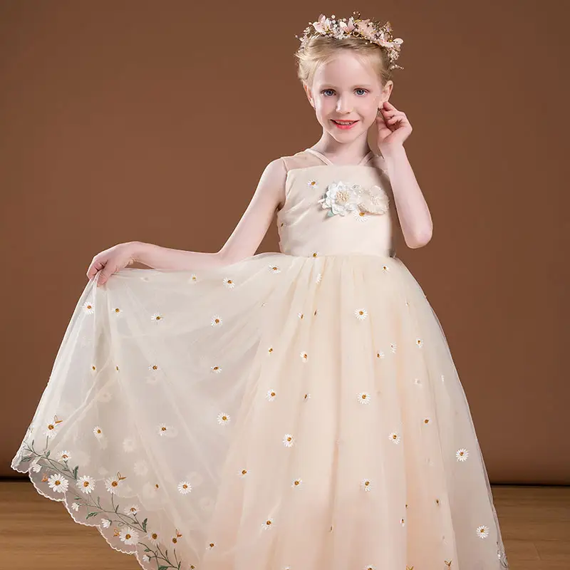 Wholesale Baby Girls Dress Princess Birthday Party Tutu Skirt Floral Toddler Kids Clothes B041